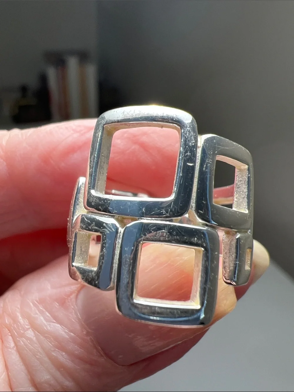 Sterling Silver Geometric Open-Square Ring - 925 Sterling Silver- Heirloom